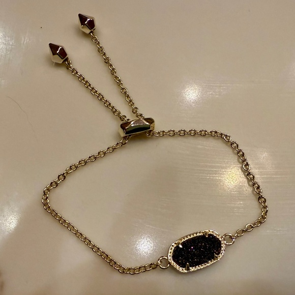 EUC  Elaina Gold Adjustable Chain Bracelet in Dark Blue/Purple Drusy - Picture 1 of 4
